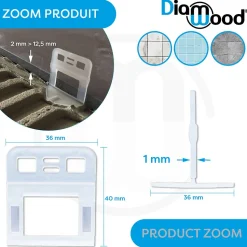 100 Croisillons 1 mm Autonivelants Pour Carreaux de 2 à 12,5 mm - Diamwood