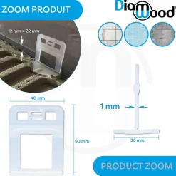 100 Croisillons 1 mm XL Autonivelants pour Carreaux de 12 à 22 mm - Diamwood