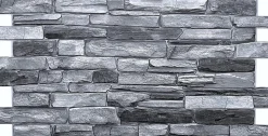 4 m² 10 panneaux PVC 3D effet pierre muraux & de plafond, revêtement imitation carrelage Grey Stone