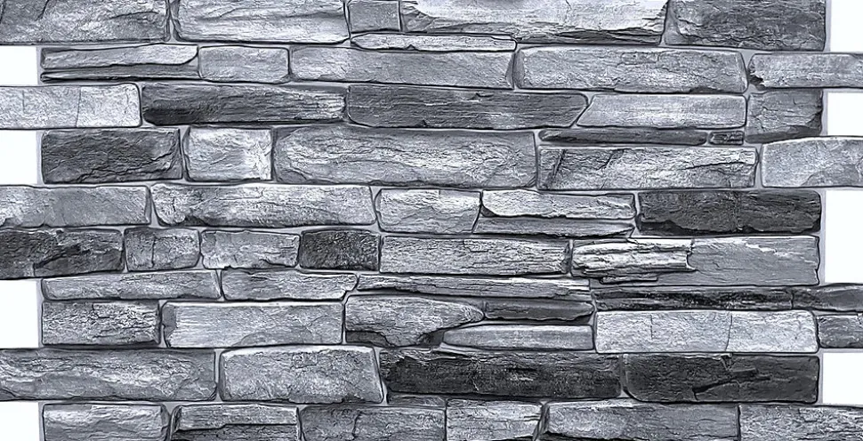 4 m² 10 panneaux PVC 3D effet pierre muraux & de plafond, revêtement imitation carrelage Grey Stone
