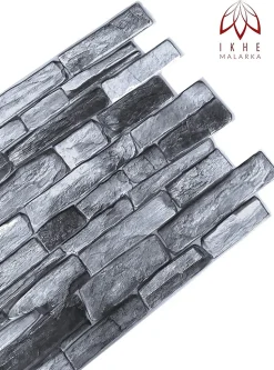4 m² 10 panneaux PVC 3D effet pierre muraux & de plafond, revêtement imitation carrelage Grey Stone