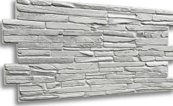 4 m² 10 panneaux PVC 3D effet pierre muraux & de plafond, revêtement imitation carrelage Quartzite Grey