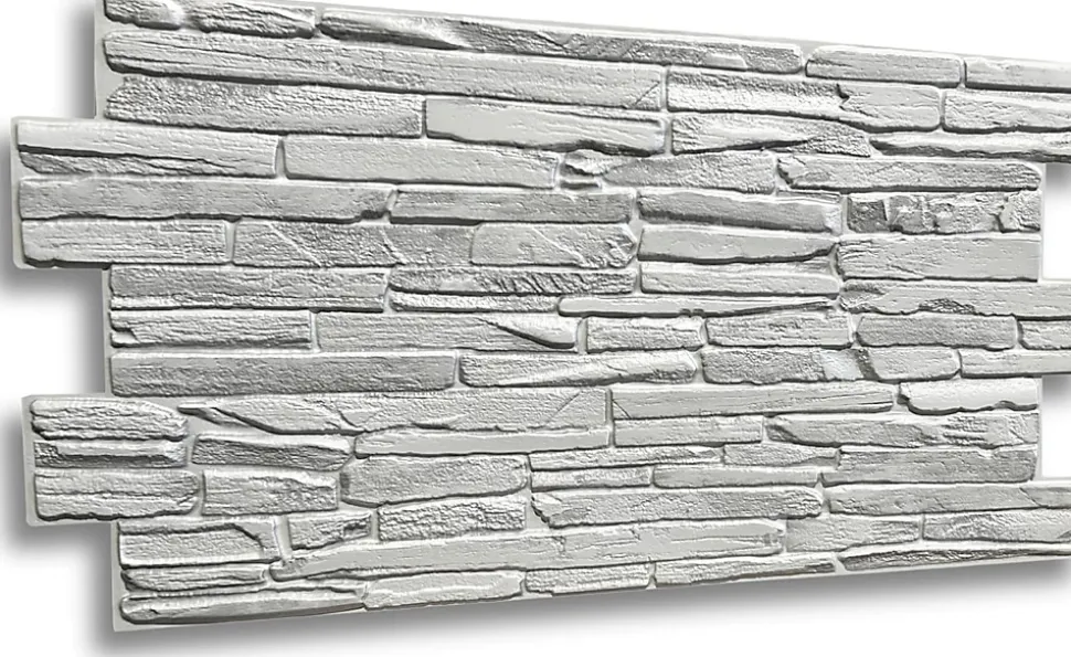 4 m² 10 panneaux PVC 3D effet pierre muraux & de plafond, revêtement imitation carrelage Quartzite Grey