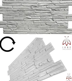 4 m² 10 panneaux PVC 3D effet pierre muraux & de plafond, revêtement imitation carrelage Quartzite Grey