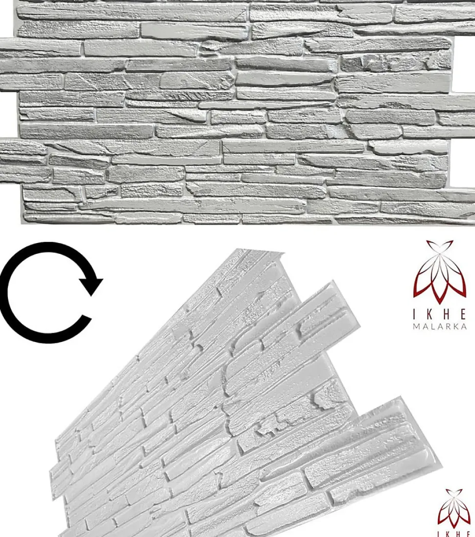 4 m² 10 panneaux PVC 3D effet pierre muraux & de plafond, revêtement imitation carrelage Quartzite Grey