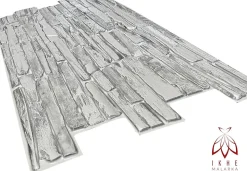 4 m² 10 panneaux PVC 3D effet pierre muraux & de plafond, revêtement imitation carrelage Quartzite Grey