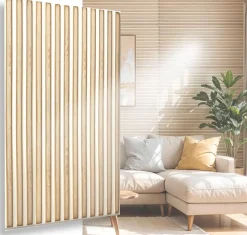 6 m2 12 pièces Panneaux muraux de plafond en polystyrène Effet Lattes Décor Imitation Lamelle Revêtement léger Slats White Gold
