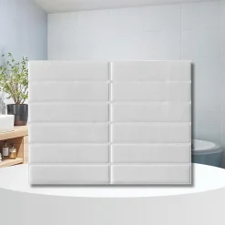 40 pièces 2,6m2 Panneaux de 3D Carreaux en plastique autocollants Revêtement mural imperméable Carreaux