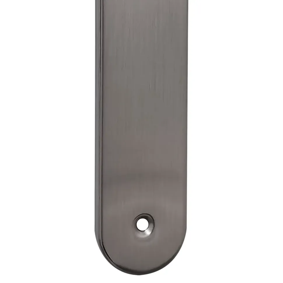 2 poignées de porte sur plaque rond Amga, entraxe 195mm, coloris gris satiné