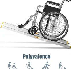 2 Rampes de Chargement de Voiture Non glissantes en Aluminium Rampes de Fauteuil Roulant Portatives Telescopiques Antiderapante