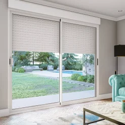 Baie coulissante alu blanc avec volet roulant solaire L.240x H.200 cm Sw=0,38