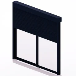 Baie coulissante en aluminium bicolore avec volet roulant électrique intégré motorisation SOMFY l.240 x H.200 cm Uw=2