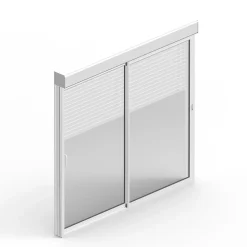 Baie coulissante en aluminium blanc avec volet roulant filaire l.240 x H.215 cm Uw=2