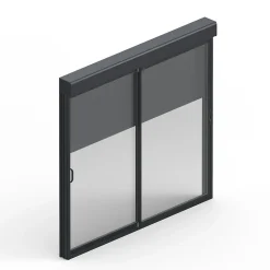 Baie coulissante en aluminium gris avec volet roulant filaire l.240 x H.215 cm Uw=2