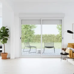 Baie vitrée coulissante alu + volet roulant électrique Goodhome blanc - l.180 x h.215 cm - Uw 1,7
