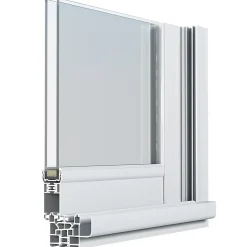 Baie vitrée coulissante alu + volet roulant motorisé Goodhome blanc - l.240 x h.215 cm - Uw 1,7