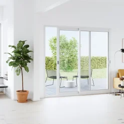 Baie vitrée coulissante alu + volet roulant motorisé Goodhome blanc - l.240 x h.215 cm - Uw 1,7