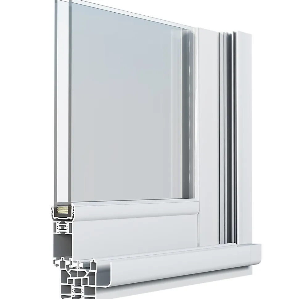 Baie vitrée coulissante alu + volet roulant motorisé Goodhome blanc - l.240 x h.200 cm - Uw 1,7