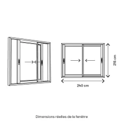 Baie vitrée coulissante alu GoodHome blanc - l.240 x h.215 cm - Uw 1,7