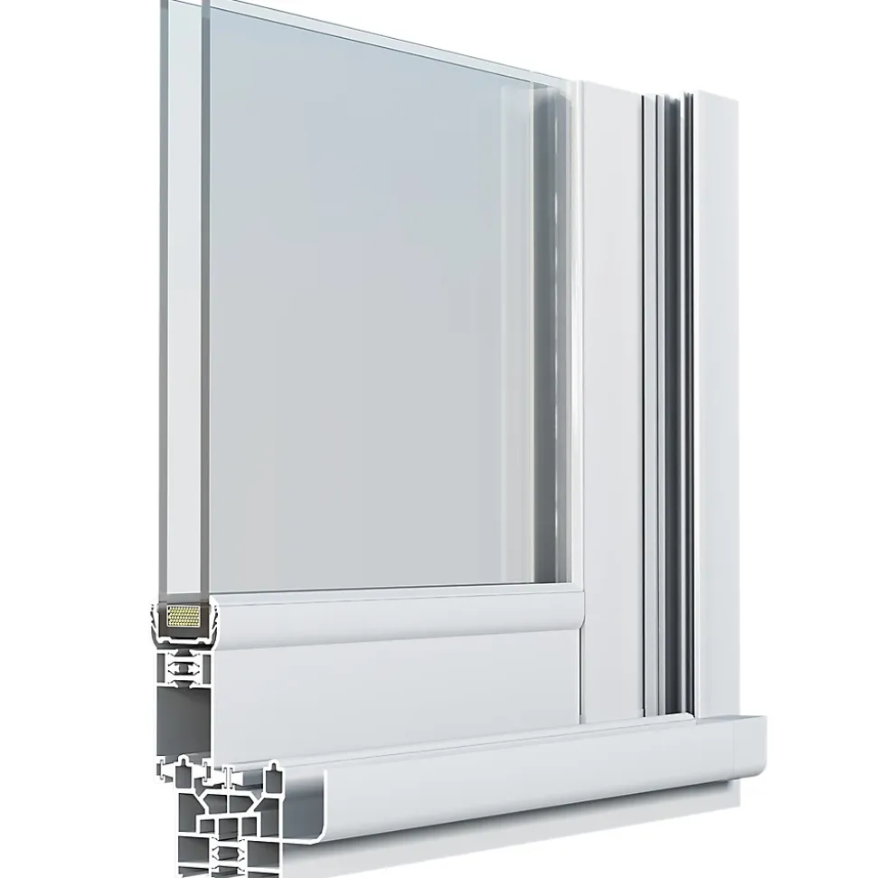 Baie vitrée coulissante alu GoodHome blanc - l.240 x h.215 cm - Uw 1,7