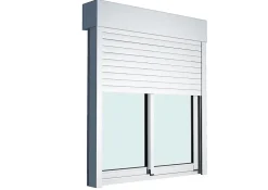 Baie vitrée coulissante alu + volet roulant électrique Goodhome blanc - l.240 x h.215 cm - Uw 1,7