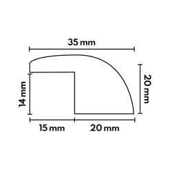 Barre de seuil rattrapage de niveau à recouvrement Chêne l. 35mm Long. 2m Ep. 14mm Brut