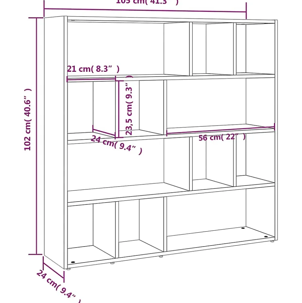 Bibliothèque/Cloison de séparation Blanc 105x24x102 cm vidaXL