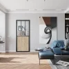 Bloc Porte Atelier H. 204 X 93 X 3 cm cadre en aluminium noir et verre transparent chêne terra Poussant Gauche