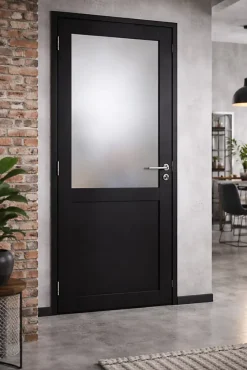 Bloc Porte Athena Noir H204 X L83 Côte Tableau P.droite,poignee Pomerol Gd Menuiseries
