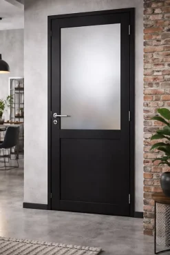 Bloc Porte Athena Noir H204 X L83 Côte Tableau P.gauche,poignee Pomerol Gd Menuiseries