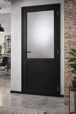 Bloc Porte Athena Noir H204 X L83 Côte Tableau P.gauche,poignee Gd Menuiseries