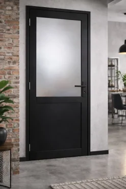 Bloc Porte Athena Noir H204 X L83 Côte Tableau P.droite,poignee Gd Menuiseries