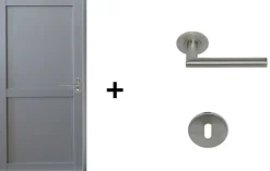 Bloc Porte Athena Ral7035 2 Panneaux H204 X L83 Côte Tableau P.gauche,poignee Pomerol Gd Menuiseries