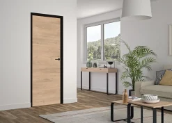 Bloc Porte Reversible chêne clair Rio Huisserie Noire H. 204 X 83 X 4 Cm