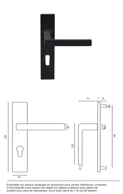Bloc Porte Telia Noir 4 Panneaux H204 X L83 Côte Tableau P.gauche,poignee Gd Menuiseries