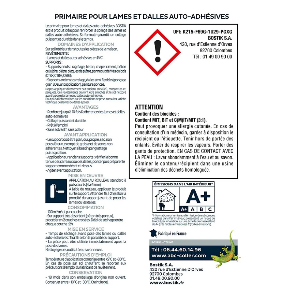 Bostik Primaire pour Lames et Dalles Auto-Adhésives 2 L