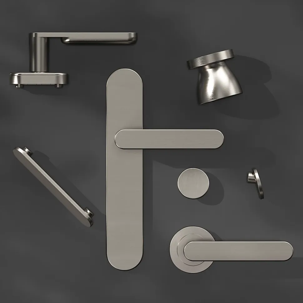 Bouton de porte double champignon GoodHome gris Ø. 48mm x l.48 x H. 44mm