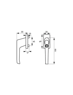Béquille à clé pour fenêtre, avec vis de pose, blanc, 1 clé - THIRARD