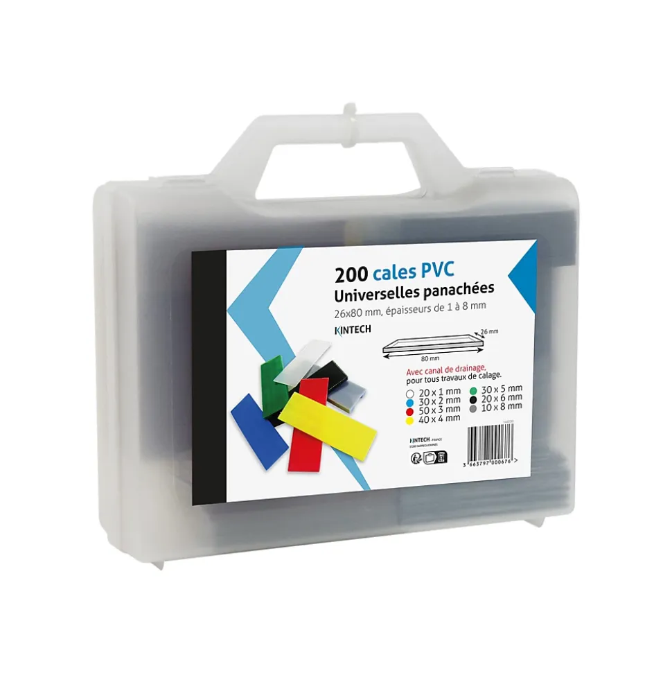 Cale PVC universelle panachée 26 x 80 mm vendue par 200 pièces