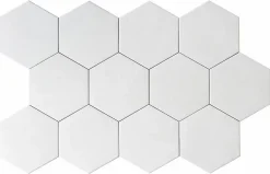 Carreau Hexagonal Effet Ciment. Grès Cérame Sol et Mur. Custom Blanc 14x16cm
