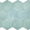 Carreau Hexagonal en Grès Cérame Effet Ciment. Série Denia Ciel 14x16 cm