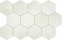 Carreau Hexagonal en Grès Cérame Effet Ciment. Série Denia Moka 14x16 cm