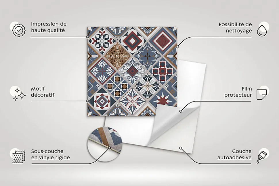 Carreaux vinyle Tulup 30x30 cm Ananas et banane 9 pcs