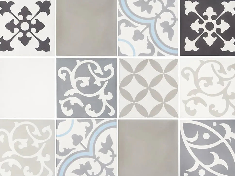Carrelage carreau ciment 20x20 cm décor Patchwork 12 Pieces Mix - vendu par boite de 0,48 m2 soit 12 carreaux -