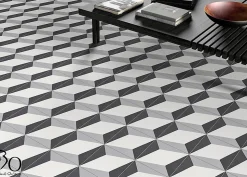 Carrelage carreau ciment 20x20 cm décor Classique Blanc/Gris Fonce/Anthracite 16 mm- vendu par boite de 0,16 m2 soit 4 carreaux -