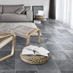 carrelage de Marbre Vieilli Gris Fonce Manosque 40.6X40.6X1.2 cm - vendu par boite de 1 m2 soit 6 carreaux -
