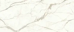 Carrelage effet Marbre Blanc Calacatta Prima Bookmatch B 278x120x0,6 cm Brillant Faventa - Mur intérieur (vendu par carton de 3,33