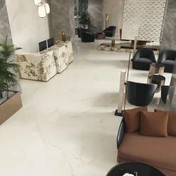 Carrelage effet Marbre Blanc Calacatta Divino 278x120x0,6 cm Brillant Montira - Mur intérieur (vendu par carton de 3,336 m²) - RO'