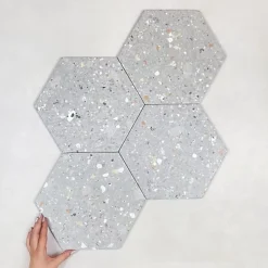Carrelage Effet Terrazzo Hexagonal AROUSA 25,8x29 Gris - Les Carreaux de Jean