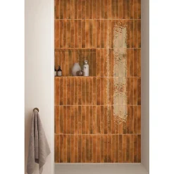 Carrelage faïence mur orange rouille rectangulaire 5x40 cm BALI GINGER